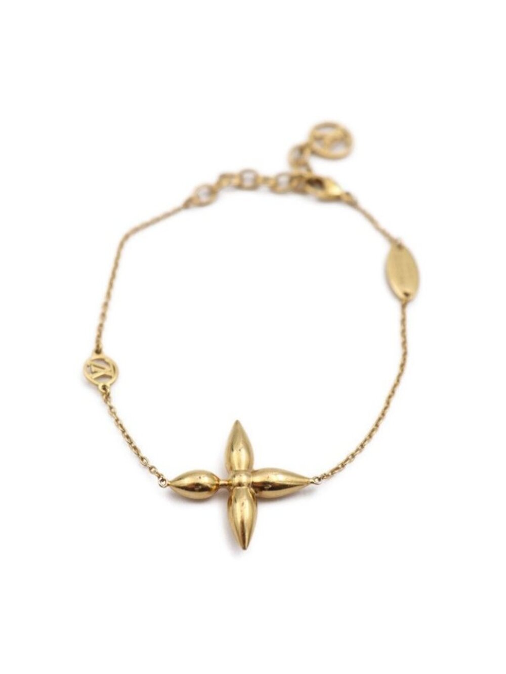 Louis Vuitton Bracelet Louisette Metal Gold Flower Viton - Picture 2 of 10